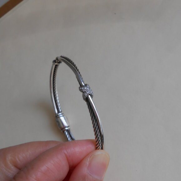 David Yurman Sterling Silver Petite X Diamond Crossover Bracelet EUC - Picture 14 of 14